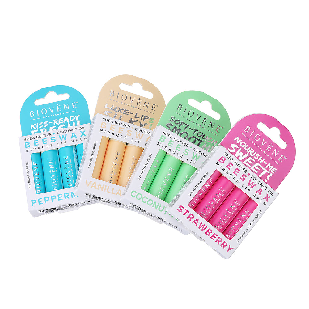 BEESWAX VANILLA BEAN Extra-Moisturizing Miracle Lip Balm for Dryness, Cracking & Chapping, 4 pack