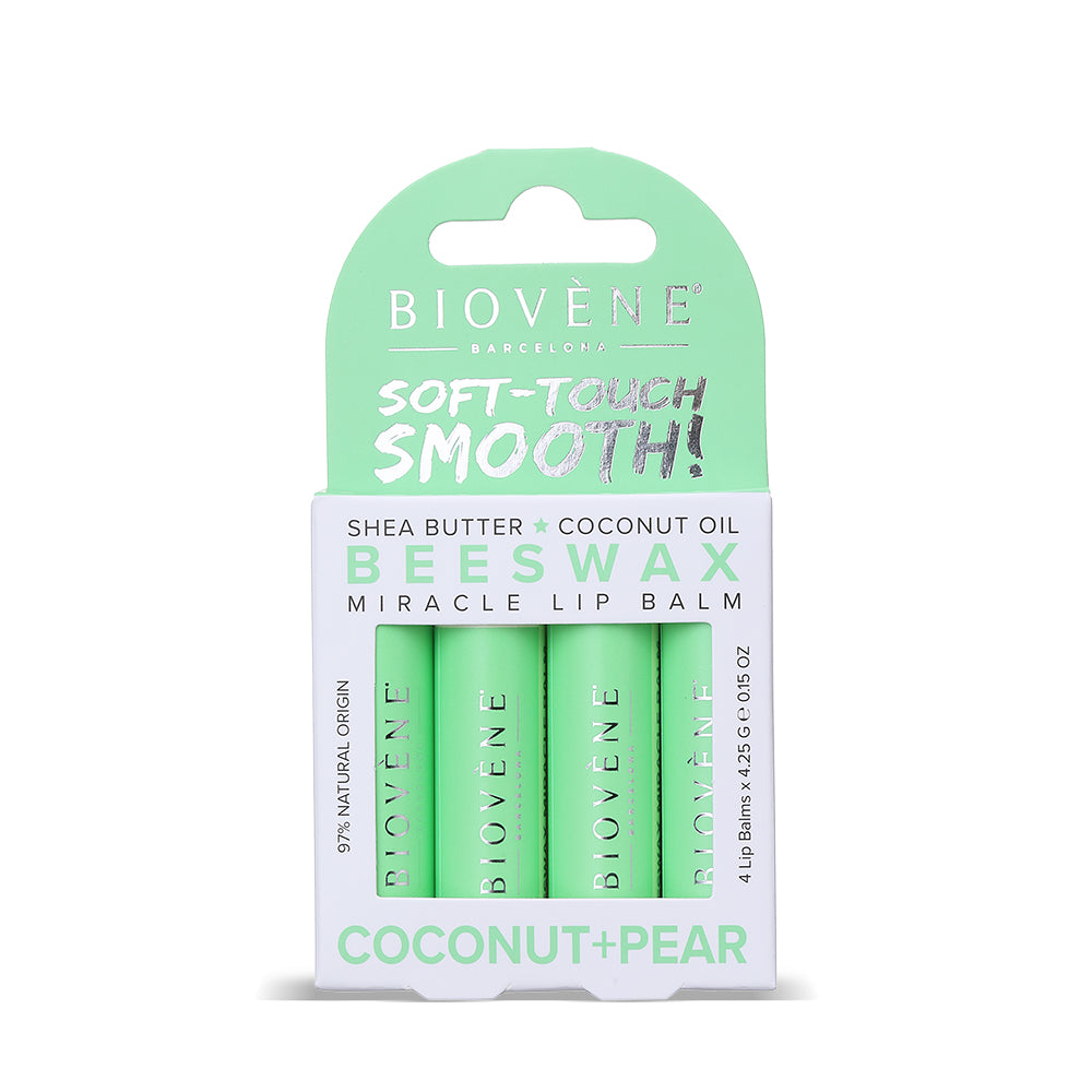 BEESWAX COCONUT+PEAR Extra-Moisturizing Miracle Lip Balm for Dryness, Cracking & Chapping, 4 pack