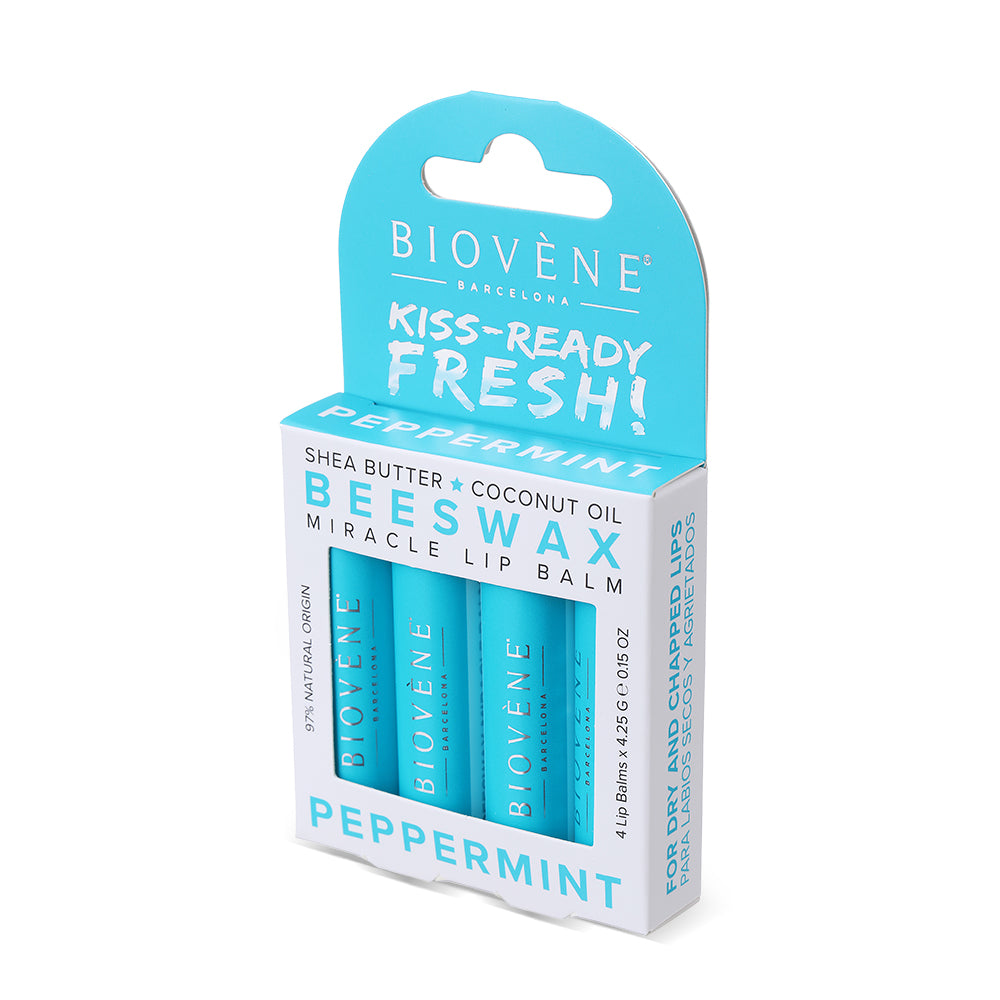 BEESWAX PEPPERMINT Extra-Moisturizing Miracle Lip Balm for Dryness, Cracking &amp; Chapping, 4 pack