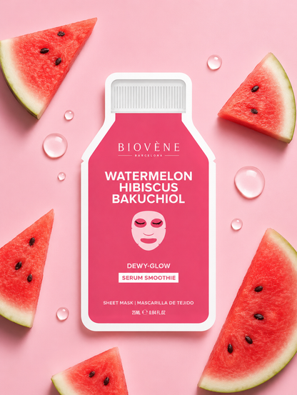 WATERMELON + BAKUCHIOL DEWY-GLOW! Smoothie Serum Sheet Mask with age-defying Bakuchiol, Watermelon &amp; Hibiscus