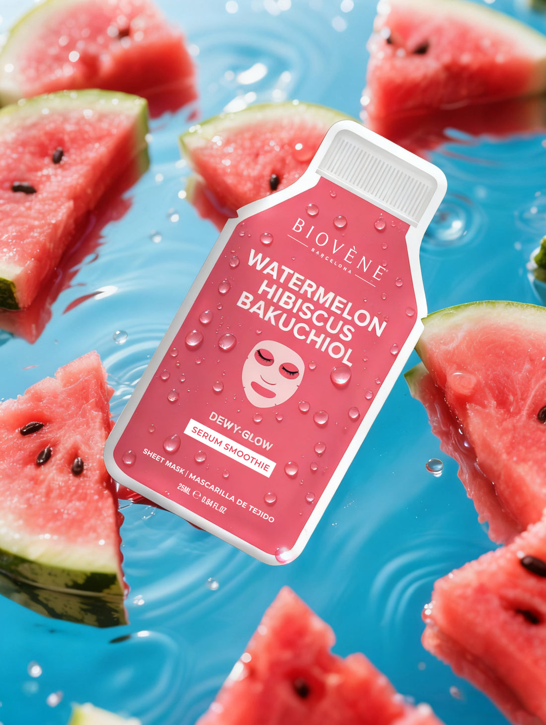 WATERMELON + BAKUCHIOL DEWY-GLOW! Smoothie Serum Sheet Mask with age-defying Bakuchiol, Watermelon &amp; Hibiscus