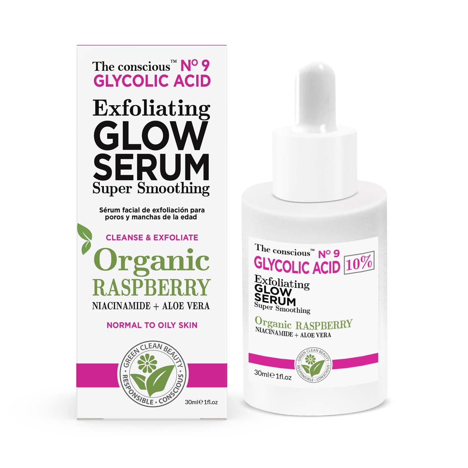 The conscious™ Glycolic Acid Exfoliating Glow Serum Organic Raspberry